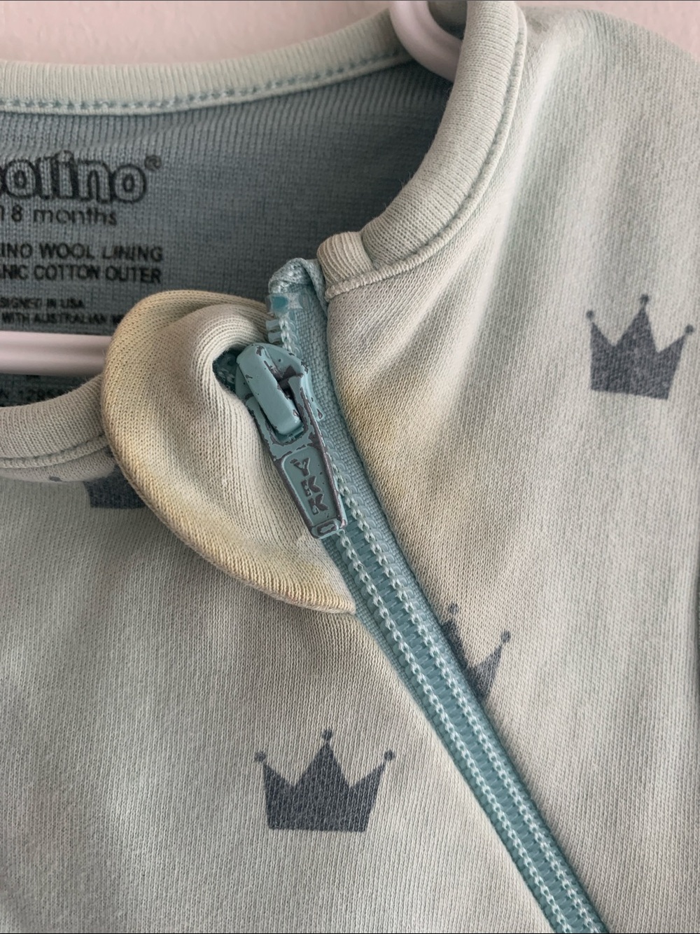 Baby | Woolino Merino Sleep Sack, Green Crown Pattern | 6-18M - Picture 5 of 8